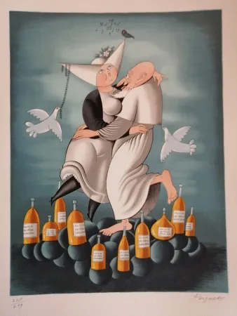 Литография Peynet - L'élixir du Révérend Pére Gaucher