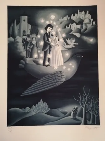 Литография Peynet - Les étoiles