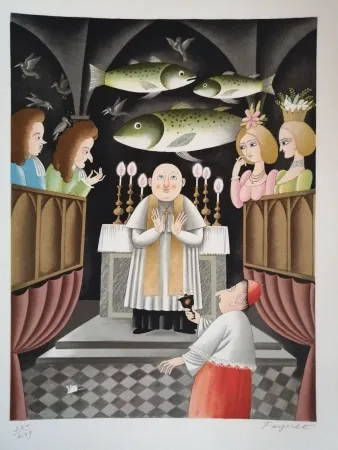 Литография Peynet - Trois Messes basses