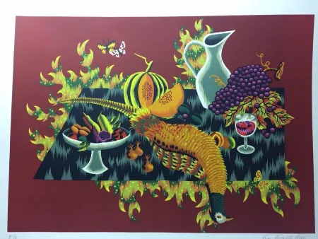 Литография Picard Ledoux - Nature morte au faisan