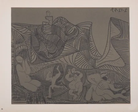 Линогравюра Picasso (After) - Bacchanale au hibou, 1962