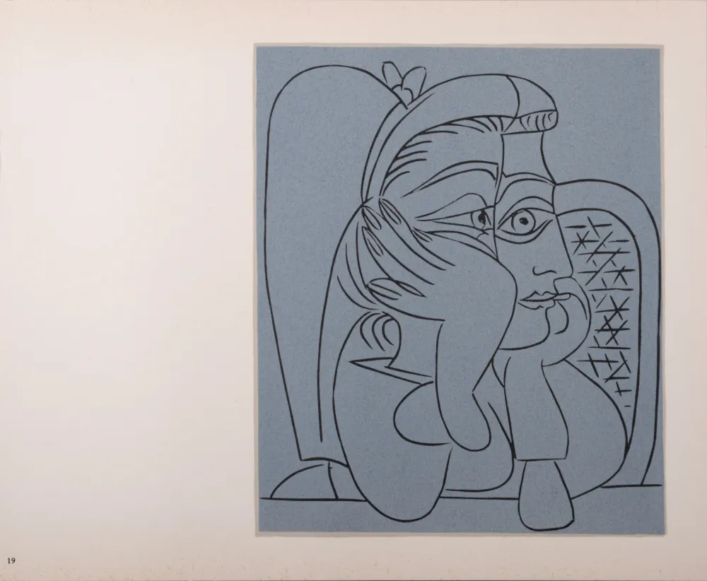 Линогравюра Picasso (After) - Femme accoudée, 1962