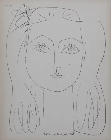 Литография Picasso (After) - Françoise avec un nœud dans les cheveux