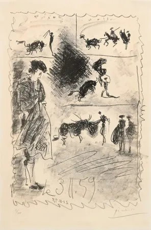 Литография Picasso - Bullfighting scene