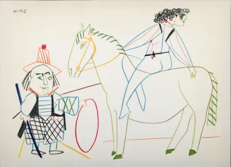 Литография Picasso - Clown & Circus Rider, 1954