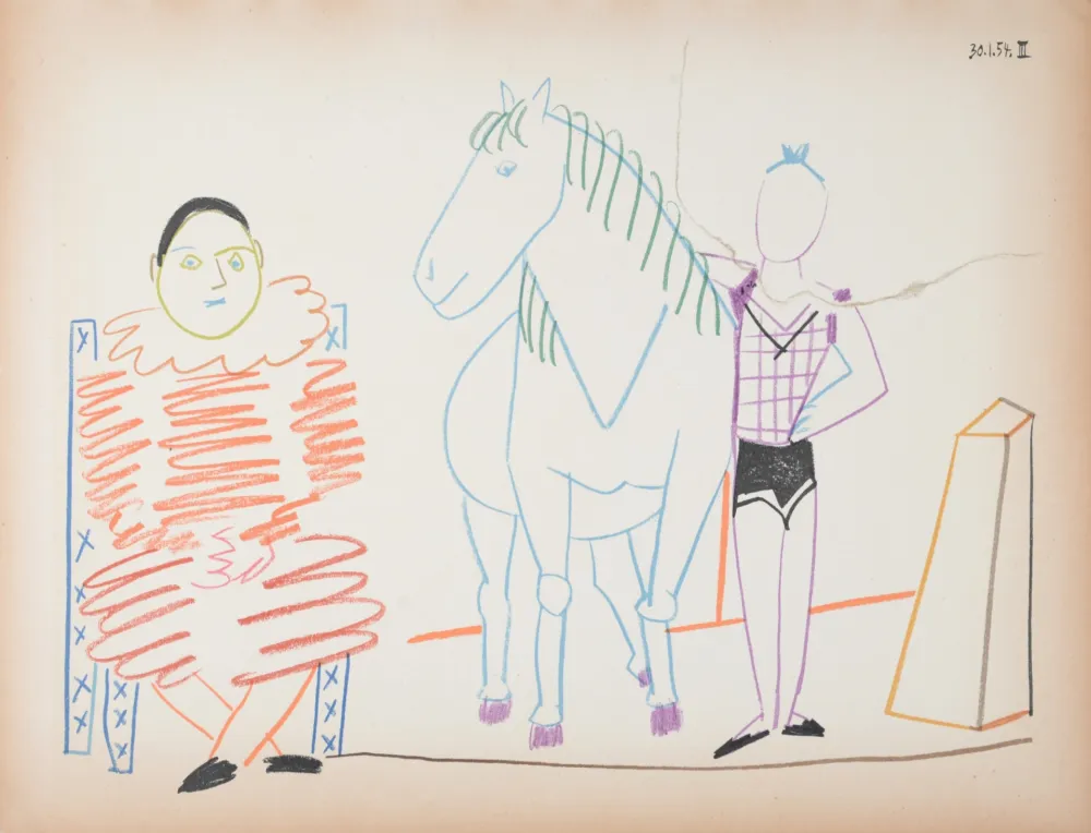 Литография Picasso - Clown & Circus Rider, 1954