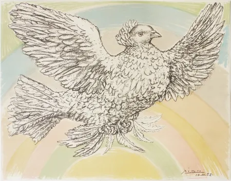Литография Picasso - Colombe à l'Arc en Ciel