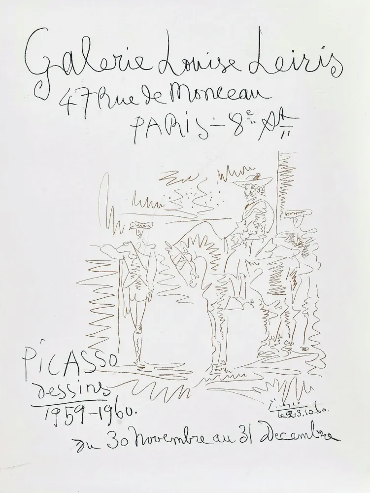 Литография Picasso - '' Dessins 1959-1960 ''  -  Galerie Louise LEIRIS
