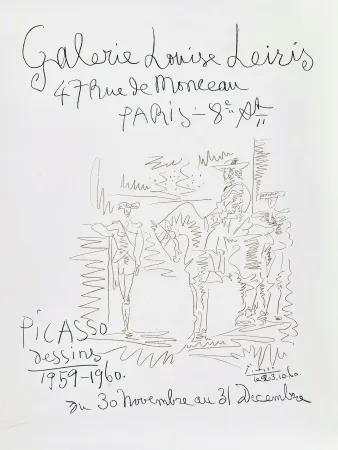 Литография Picasso - '' Dessins 1959-1960 ''  -  Galerie Louise LEIRIS