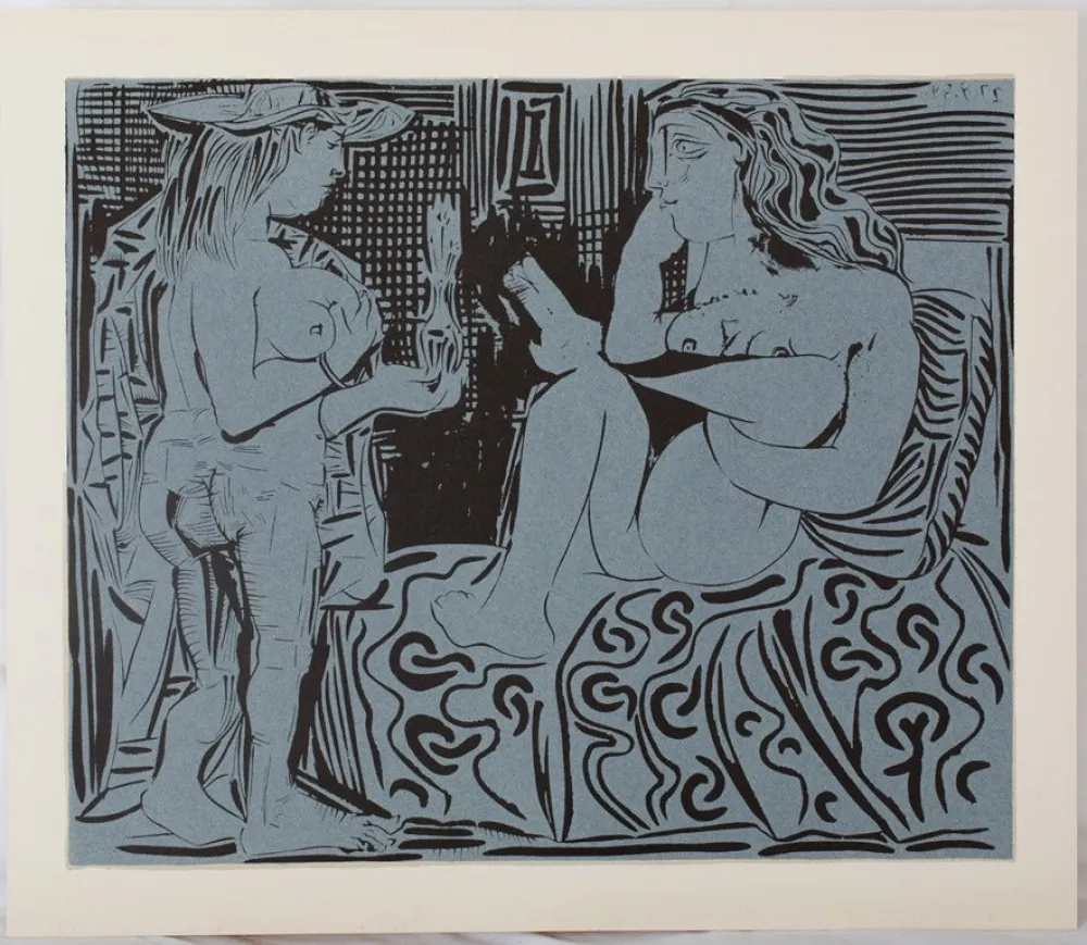 Линогравюра Picasso - Deux femmes au flacon de parfum
