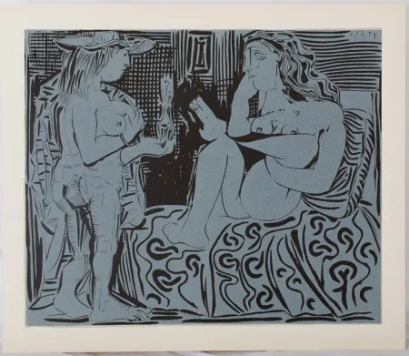 Линогравюра Picasso - Deux femmes au flacon de parfum