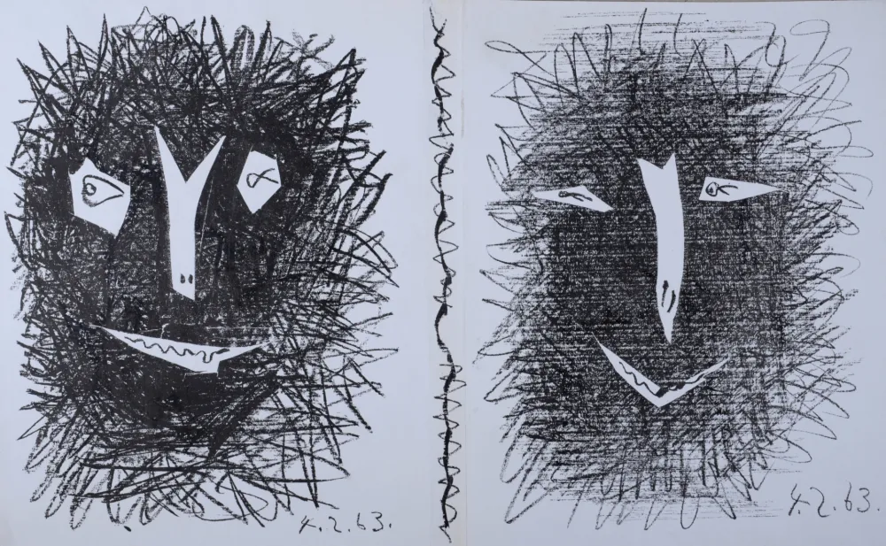 Литография Picasso - Deux Masques, 1963