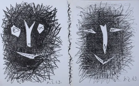 Литография Picasso - Deux Masques, 1963