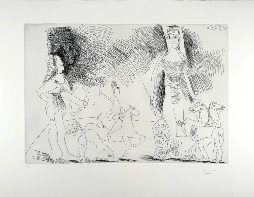 Офорт Picasso - Écuyères et jongleuse (pl. 2 de la Série 347) 