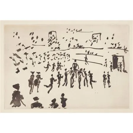 Акватинта Picasso - El torero sale en hombros de los aficionados