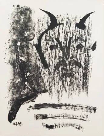 Литография Picasso - Élégie d'Ihpetonga, Masks of Ashes, Planche III