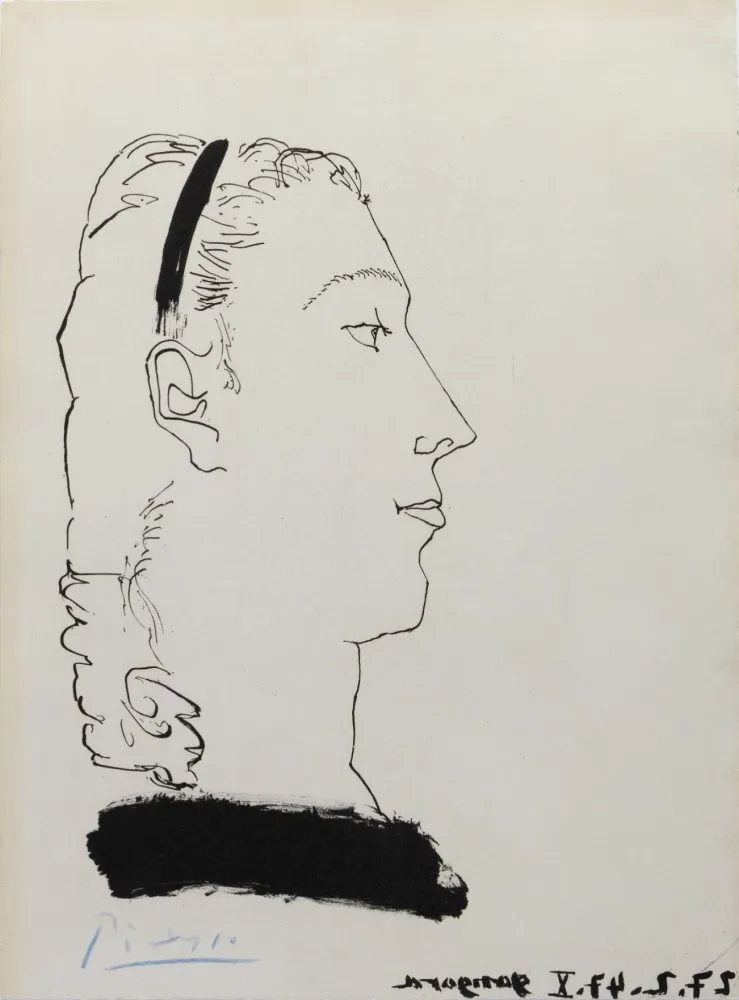 Офорт И Аквитанта Picasso - Femme Blonde de Profil (Signed) Gongora 1948