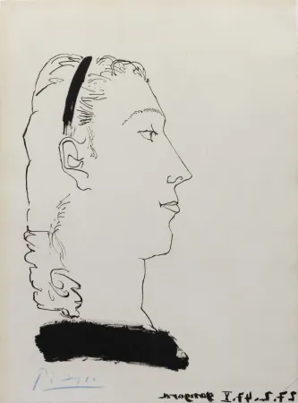 Офорт И Аквитанта Picasso - Femme Blonde de Profil (Signed) Gongora 1948