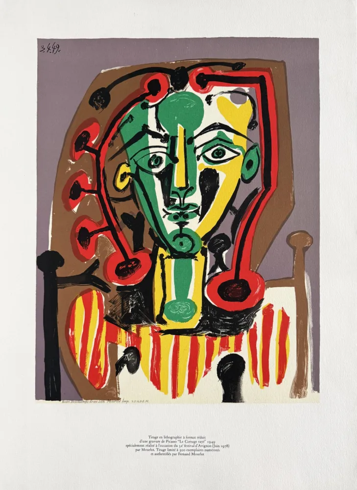 Литография Picasso - Figure au Corsage rayé (Figure with Striped Bodice)