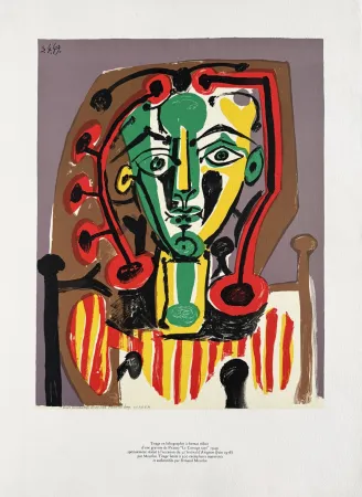 Литография Picasso - Figure au Corsage rayé (Figure with Striped Bodice)