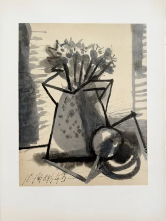 Литография Picasso - Fleurs dans un Pot