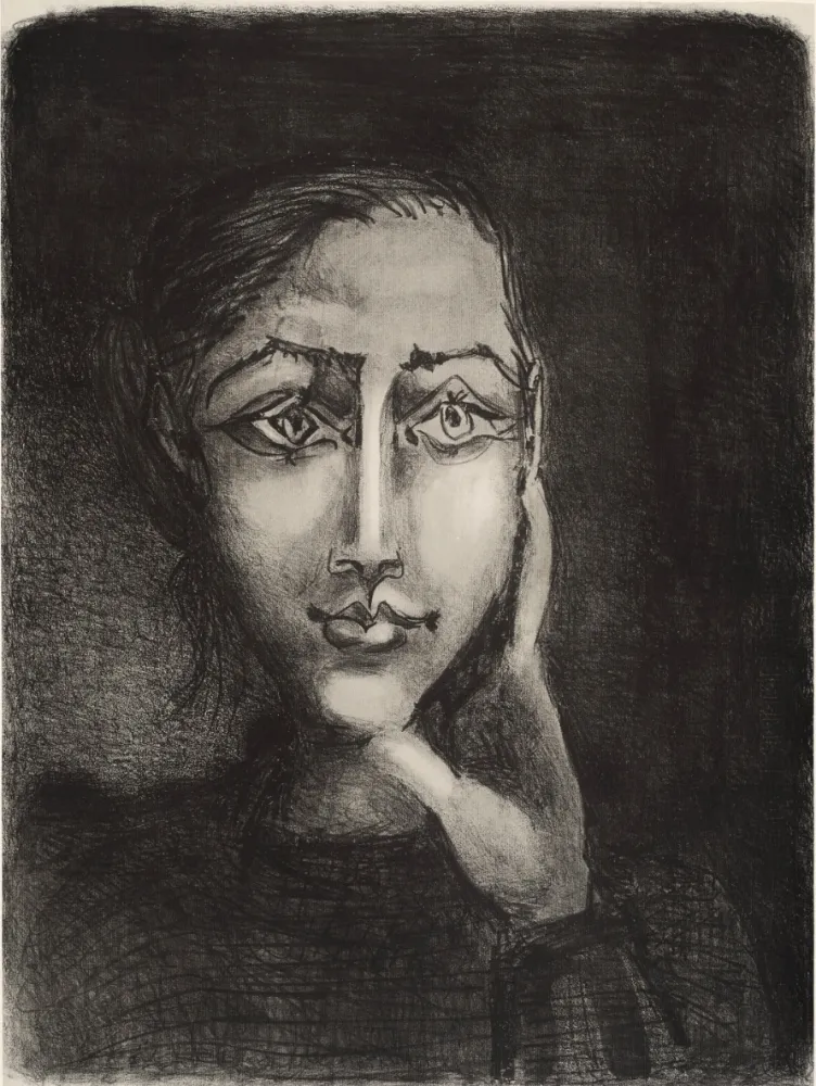 Литография Picasso - Françoise sur fond gris