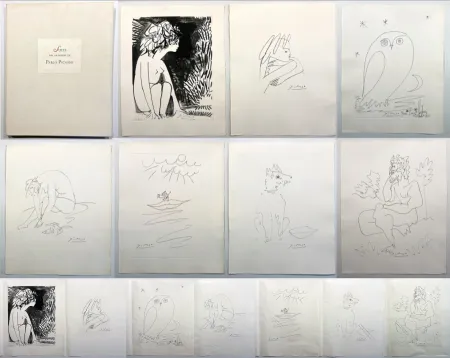 Офорт Picasso - Geneviève Laporte. LES CAVALIERS D'OMBRE. Double suite des gravures de Picasso (1954)