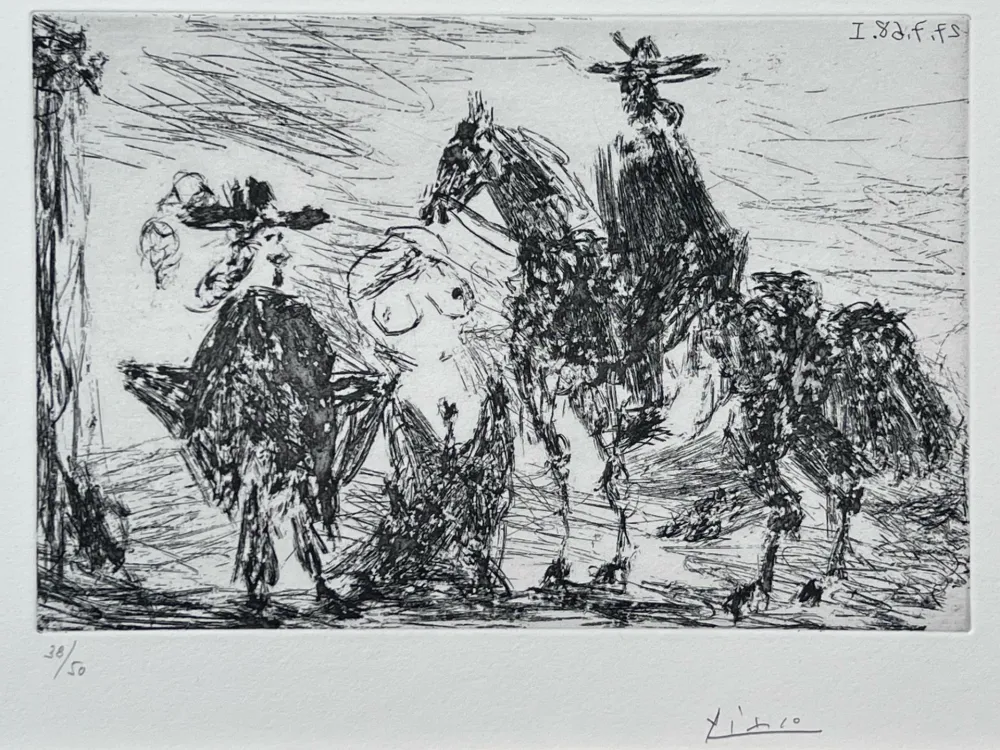 Офорт Picasso - Gentilhomme, femme honteuse et reître 