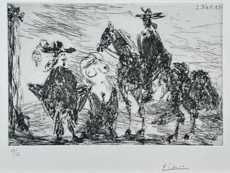 Офорт Picasso - Gentilhomme, femme honteuse et reître 