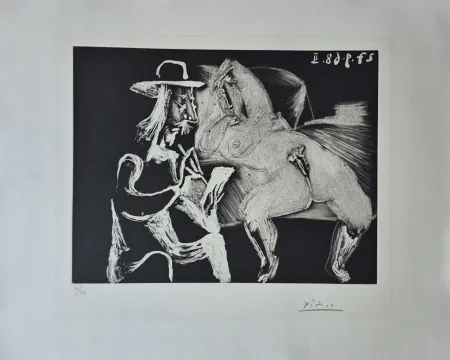 Гравюра Picasso - Homme au Chapeau dessinant à Côté d'une Femme offerte, from Séries 347