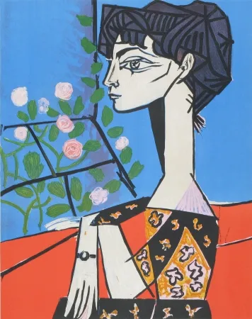 Литография Picasso - Jacqueline avec Fleurs