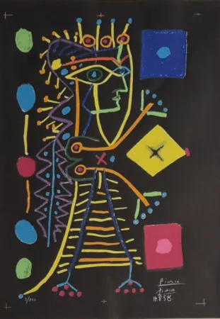 Литография Picasso - Jacqueline (La Dame aux Des)
