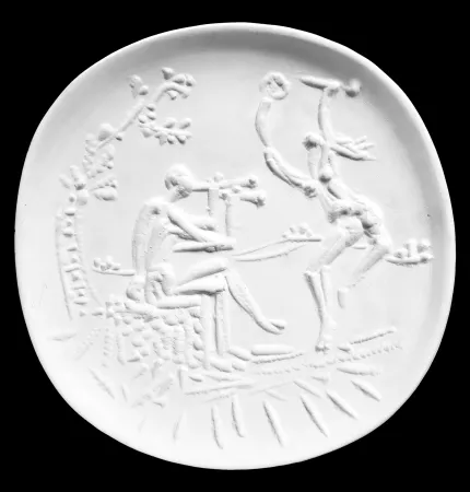 Керамика Picasso - Joueur de diaule et faune 