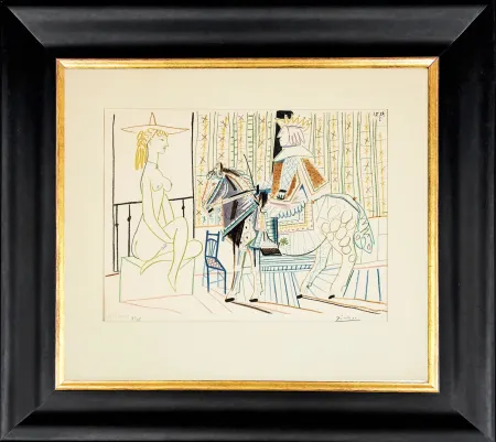 Литография Picasso - La Comedie Humaine: King on Horse with Sitting Nude
