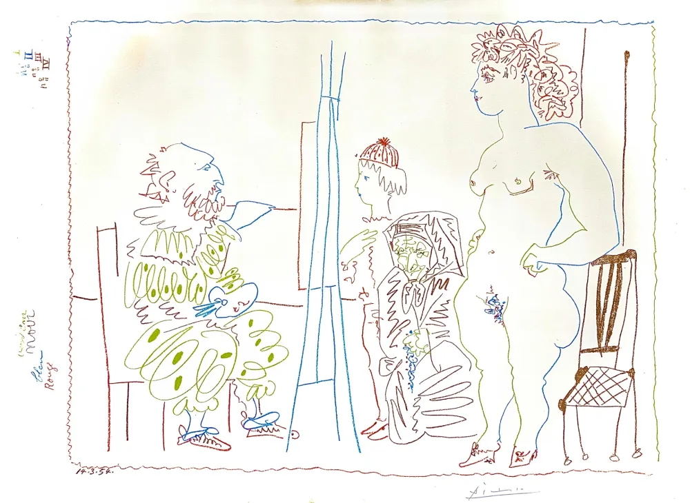 Литография Picasso -  Le Modele et Deux Personnages 