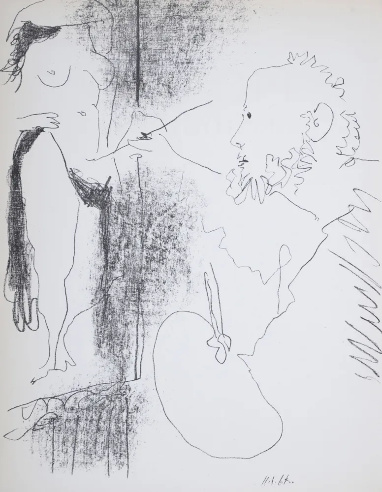 Литография Picasso - Le Peintre et son Modèle, 1964