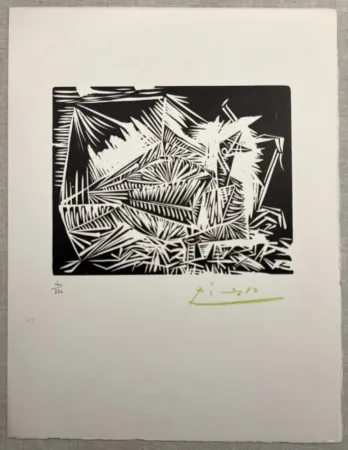 Линогравюра Picasso - LE PIGEONNEAU. Linogravure pour 