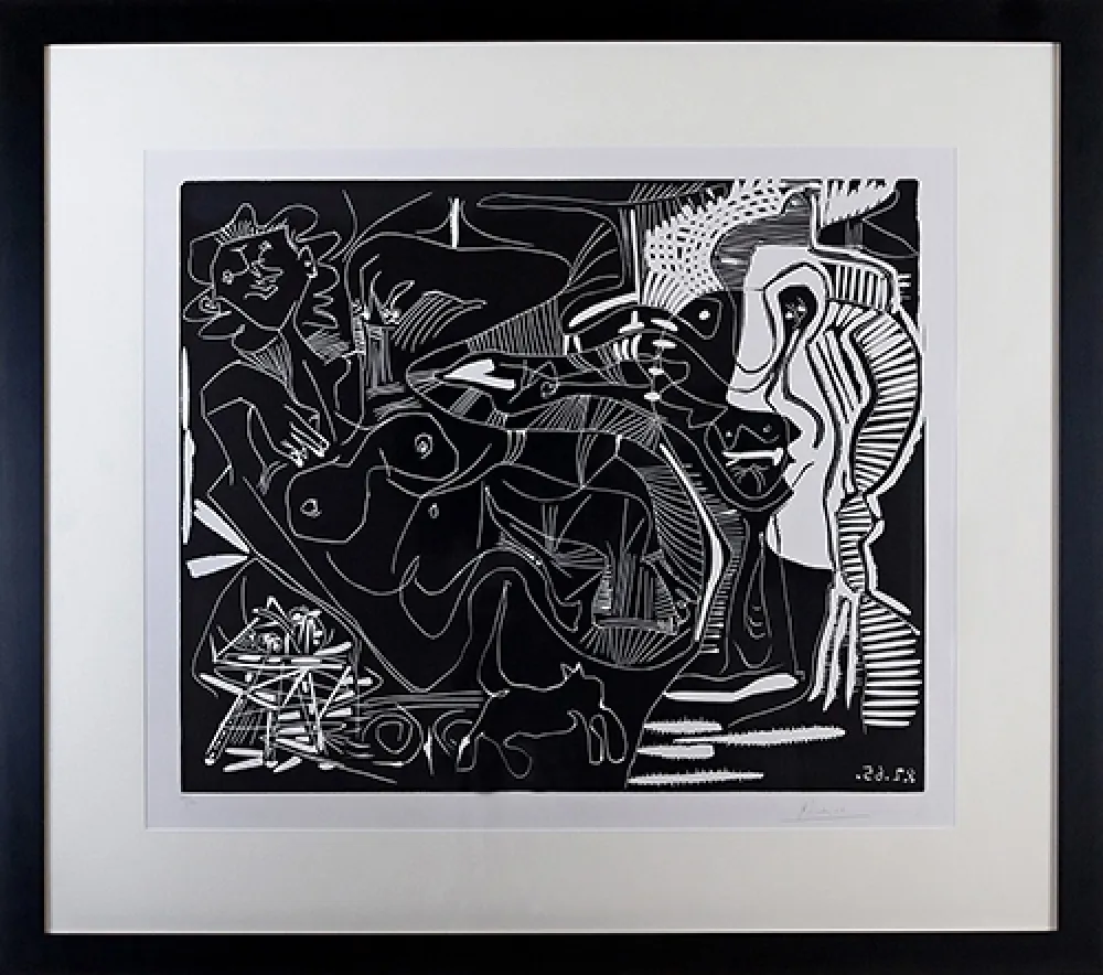 Линогравюра Picasso - Le Thé: Deux Femmes Nues et une Chat (B. 1851)