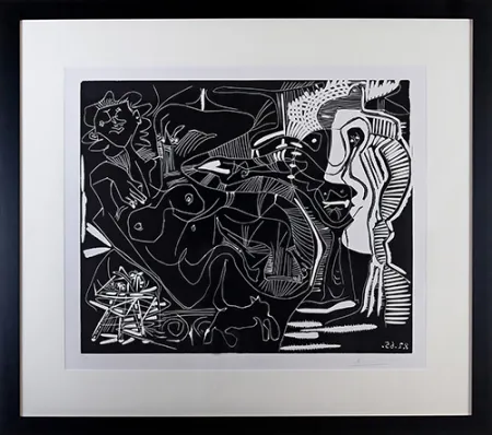 Линогравюра Picasso - Le Thé: Deux Femmes Nues et une Chat (B. 1851)