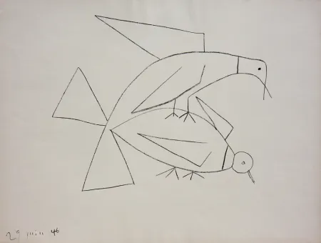 Литография Picasso - Les Deux Tourterelles II (B. 406) Two Turtle-doves