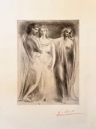 Гравюра Сухой Иглой Picasso - Les Trois Femmes (The Three Women)
