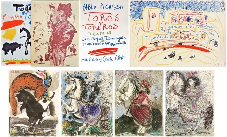 Иллюстрированная Книга Picasso - Luis Miguel Dominguin. TOROS Y TOREROS. Avec lithographies en couleurs par F. Mourlot d'après Picasso (1961)