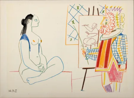 Литография Picasso - Model & King, 1954