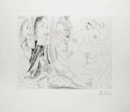 Гравюра Picasso - Mousquetaire, Abbé en Priére, Vieillard a la Chouette Et Odalisque: Méduse, Vierge ou Smple Femme?