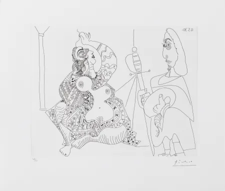 Гравюра Picasso - MOUSQUETAIRE ET ODALISQUE, MEDUSE, (BLOCH 1902) – etching – 1970