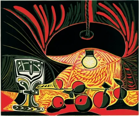 Линогравюра Picasso - Nature morte au verre sous la lampe