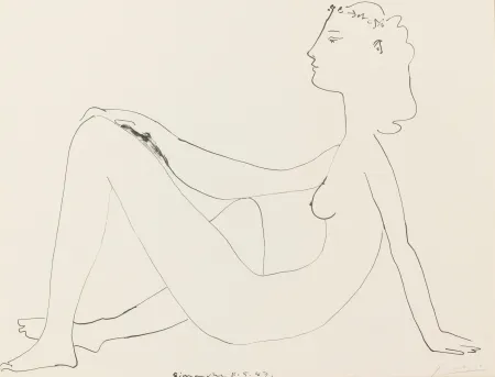 Литография Picasso - Nu assis, de profil