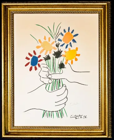 Литография Picasso - Pablo Picasso (1881–1973) – Bouquet de Fleurs – Color lithograph on Arches paper – 1958