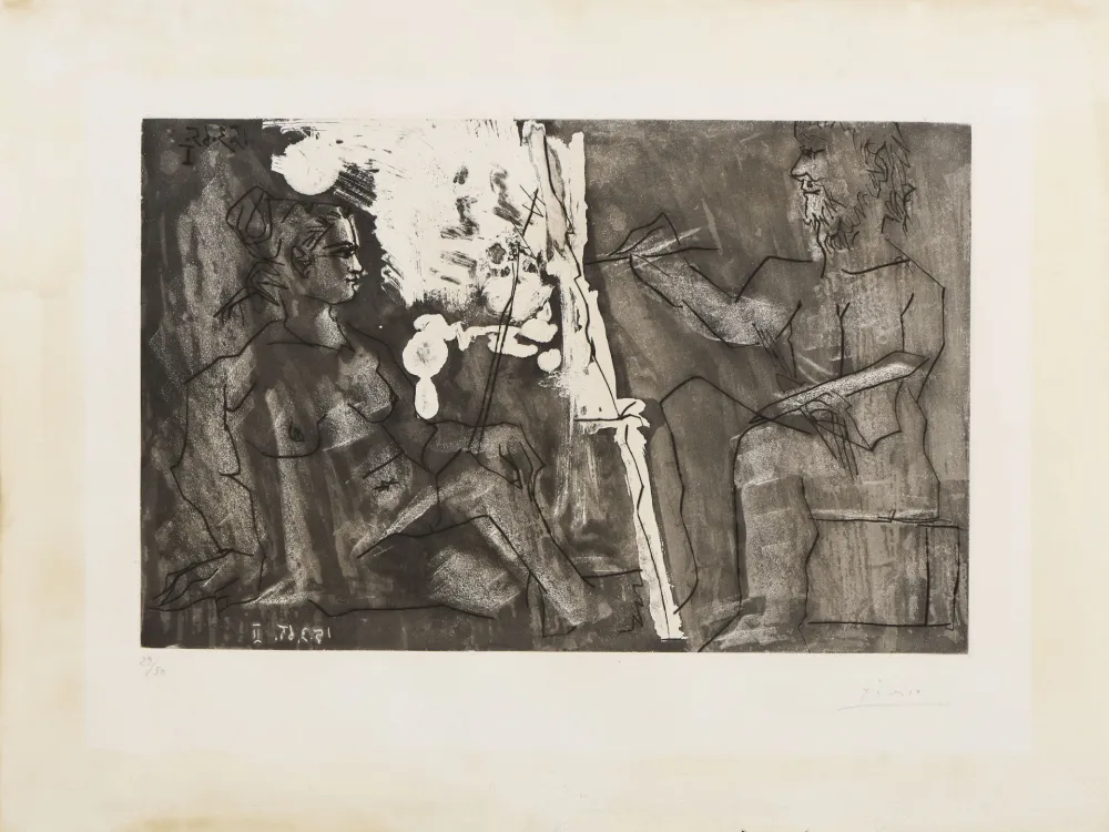 Гравюра Picasso - Pablo Picasso (1881–1973) – Dans l’Atelier – Aquatint and drypoint on paper – 1965