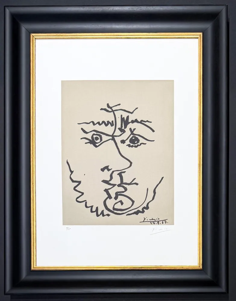 Литография Picasso - Pablo Picasso ( 1881 – 1973 )– Visage – hand-signed Lithograph on Rives BFK paper – 1967